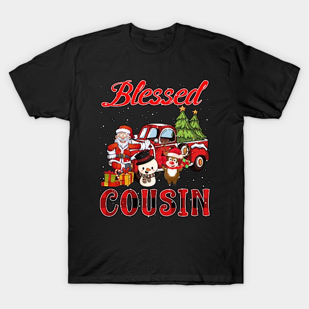 Blessed Cousin Red Plaid Christmas T-Shirt by intelus